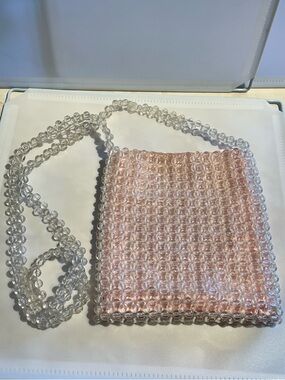 Clear Beaded Pink Crossbody Bag